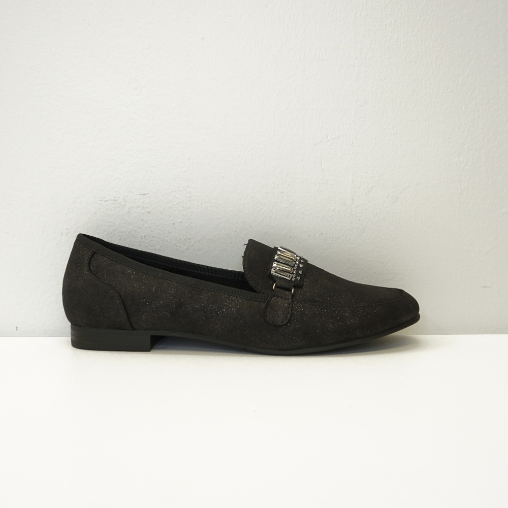 New York Transit Embellished Flat Loafer Black 8
